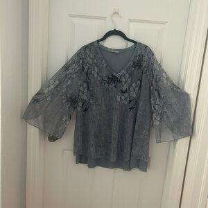 Elegant Floral Gray Women's Top